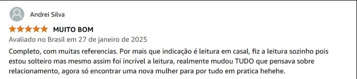 estou solteiro mas mesmo assim foi incrivel a leitura, realmente mudou TUDO que pensava sobre